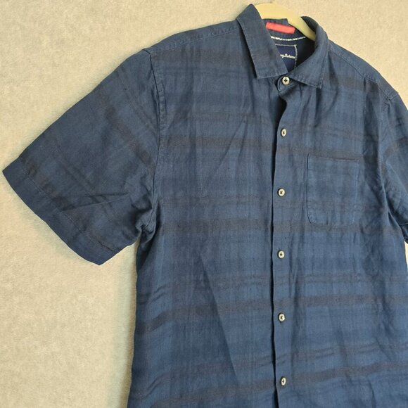 Tommy Bahama Mens Size M Linen Blend Striped Camp Shirt Coastal Fisherman Beach - Picture 5 of 8